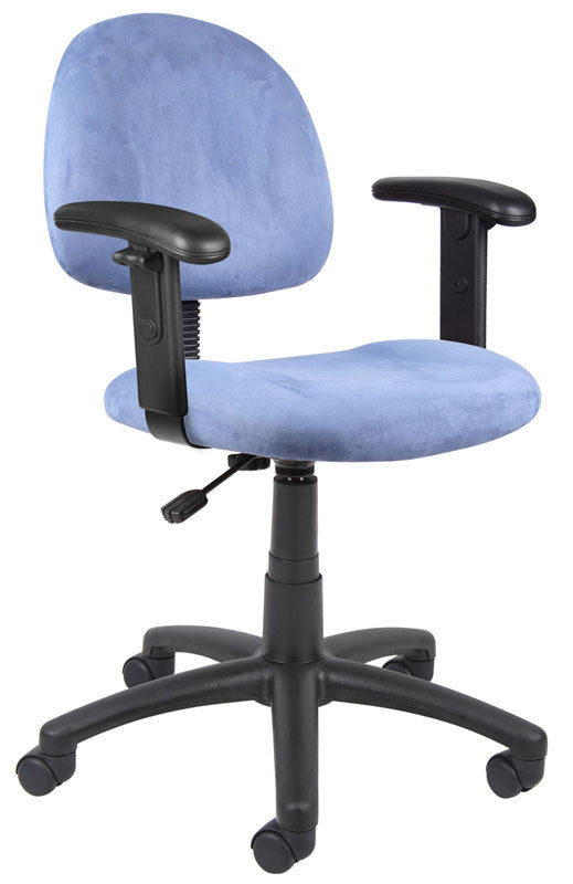Boss Office Products B326-be Boss Blue Microfiber Deluxe Posture Chair W/ Adjustable Arms.