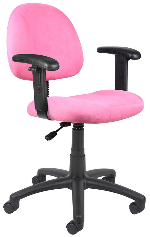 Boss Office Products B326-pk Boss Pink Microfiber Deluxe Posture Chair W/ Adjustable Arms.