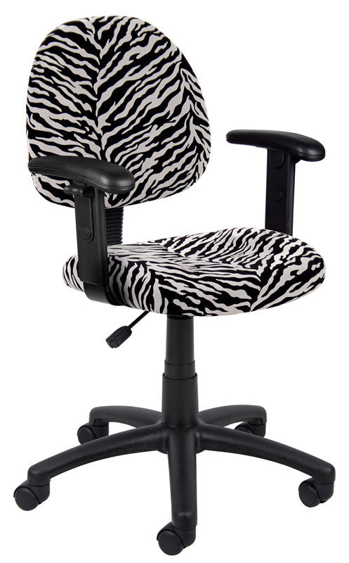 Boss Office Products B326-zb Boss Zebra Print Microfiber Deluxe Posture Chair W/ Adjustable Arms.