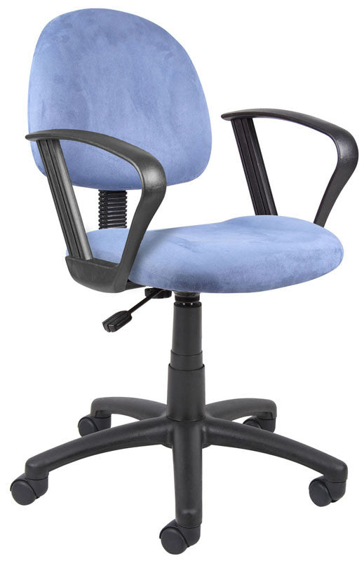 Boss Office Products B327-be Boss Blue Microfiber Deluxe Posture Chair W/ Loop Arms.