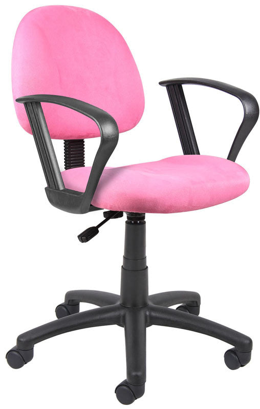 Boss Office Products B327-pk Boss Pink Microfiber Deluxe Posture Chair W/ Loop Arms.