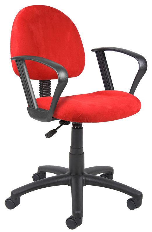 Boss Office Products B327-rd Boss Red Microfiber Deluxe Posture Chair W/ Loop Arms.