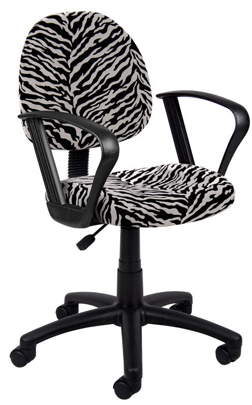 Boss Office Products B327-zb Boss Zebra Print Microfiber Deluxe Posture Chair W/ Loop Arms.