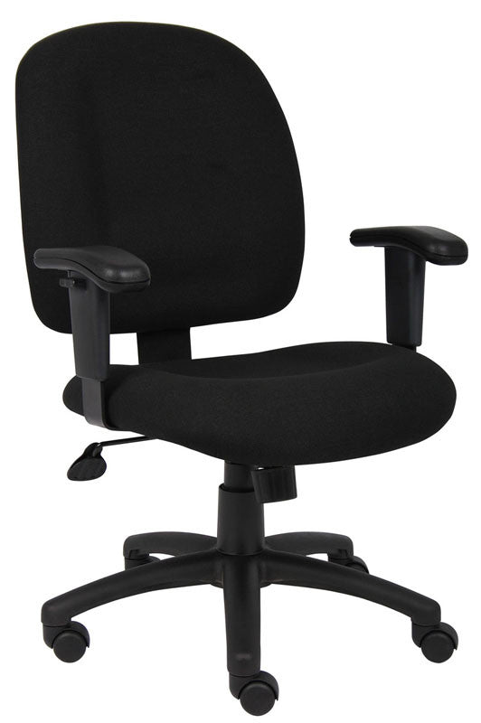 Boss Office Products B495-bk Boss Black Fabric Task Chair W/ Adjustable Arms