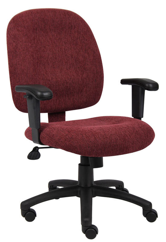 Boss Office Products B495-wn Boss Wine Fabric Task Chair W/ Adjustable Arms