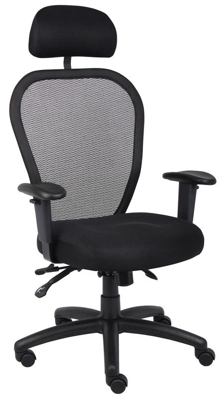 Boss Office Products B6008-hr Boss Mesh Chair W/3 Paddle Mech & Headrest