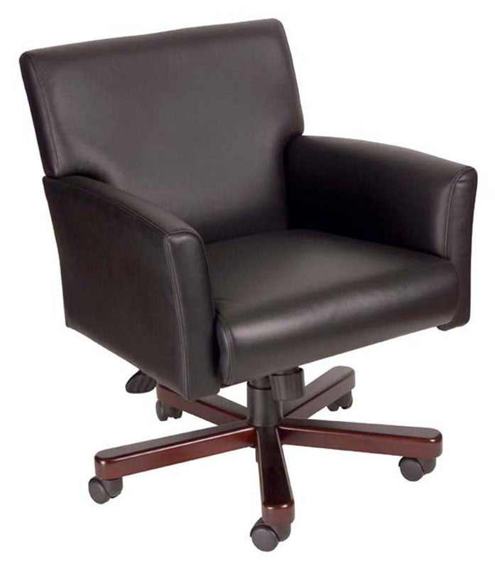 Boss Office Products B616 Boss Executive Box Arm Chair W/mahogany Base