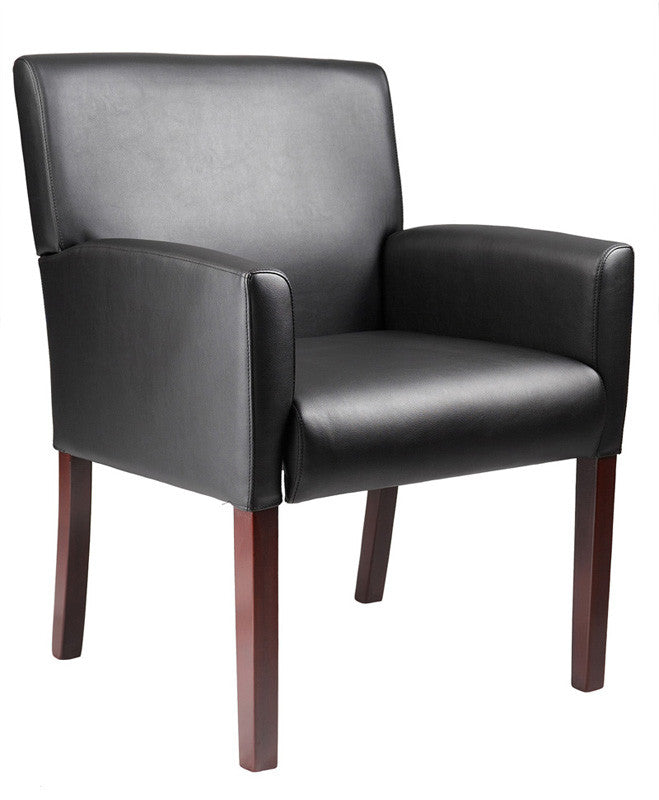 Boss Office Products B629m Boss Reception Box Arm Chair W/mahogany Finish