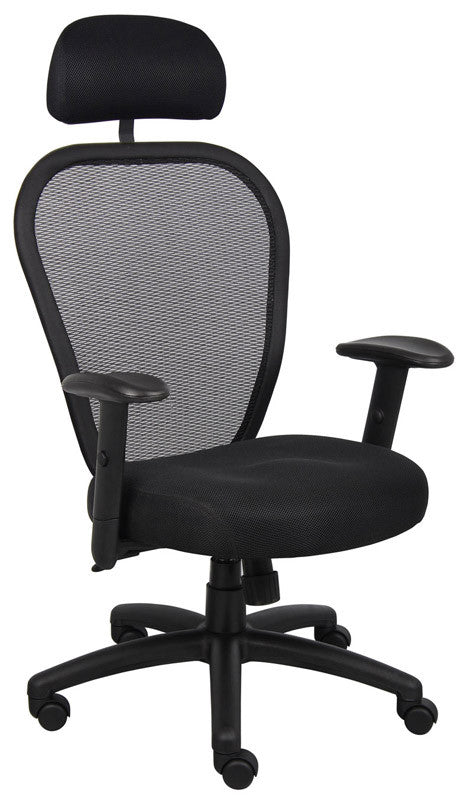 Boss Office Products B6608-hr Boss Professional Managers Mesh Chair W/ Headrest