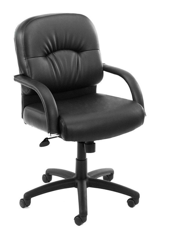 Boss Office Products B7407 Boss Mid Back Caressoft Chair In Black W/ Knee Tilt