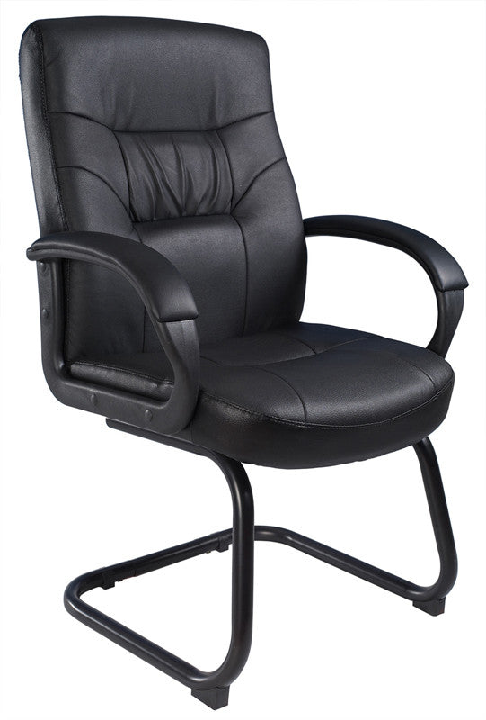 Boss Office Products B7519 Boss Executive Mid Back Leatherplus Guest Chair W/ Cantilever Sled Base