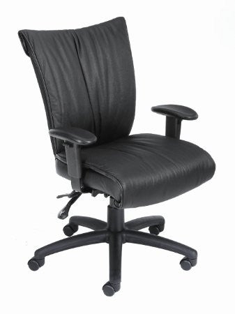 Boss Office Products B756 Boss Black Leatherplus Mid Back W/ 3 Paddle Mech.