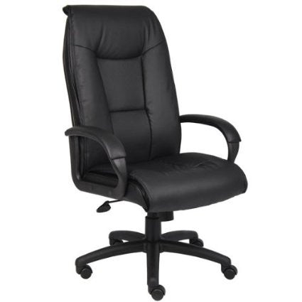 Boss Office Products B7602 Boss Executive Leather Plus Chair W/padded Arm & Knee Tilt