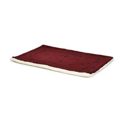 Quiet Time Reversible Fleece Paw Print Mat Burgundy / White 17" X 11"