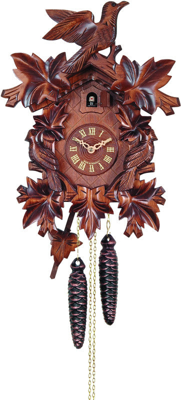 River City Clocks 33-16 One Day Cuckoo Clock With Seven Hand-carved Leaves & Three Birds