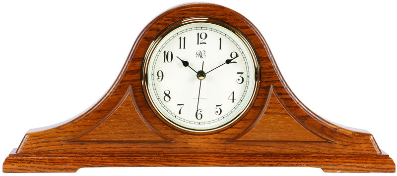 Radio-controlled Tambour Mantel Clock With Oak Finish - 9 Inches Tall