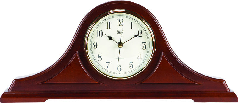 Radio-controlled Tambour Mantel Clock With Cherry Finish - 9 Inches Tall