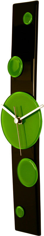 River City Clocks Gdg-16 Black Curved Glass Clock With Green Dots