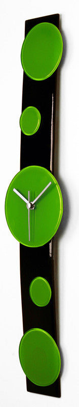 River City Clocks Gdg-26 Black Curved Glass Wall Clock With Green Dots