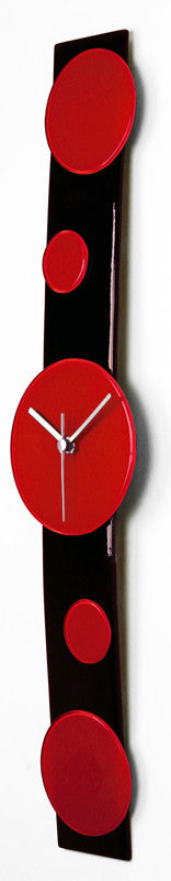 River City Clocks Gdr-26 Black Curved Glass Wall Clock With Red Dots