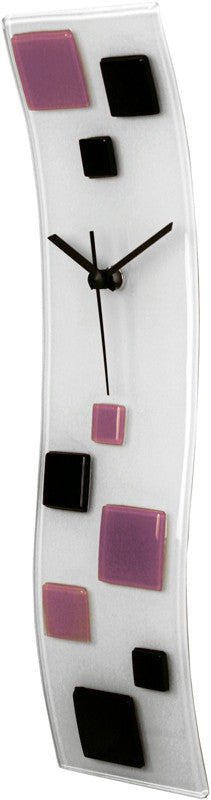 River City Clocks Gsw-16 Glazed Wave Glass Art Clock With Lavender & Black Squares