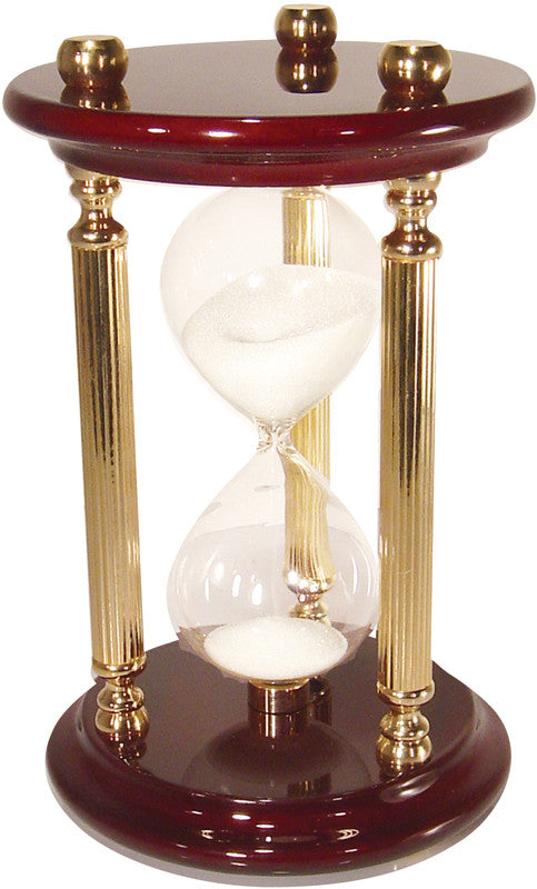 15 Minute Sand Timer With High Gloss Wood & Brass Spindles - 8 Inches Tall