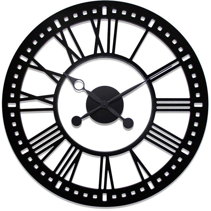 Indoor Black Skeleton Tower Wall Clock With No Background - 38 Inch Diameter