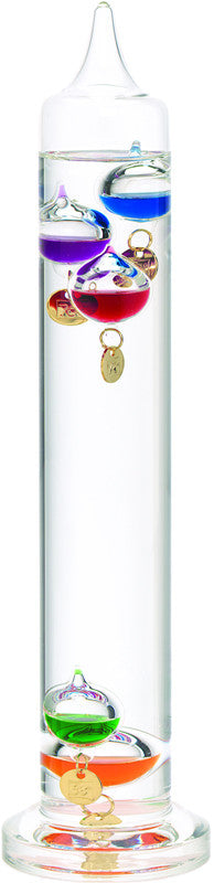 13 Inch Liquid Galileo Thermometer With Five Multi-color Floats And Gold Tags