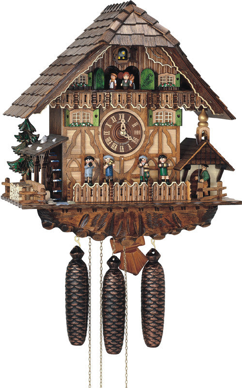 River City Clocks Md860-18 Eight Day Musical Cuckoo Clock Cottage - Moving Oompah Band And Waterwheel