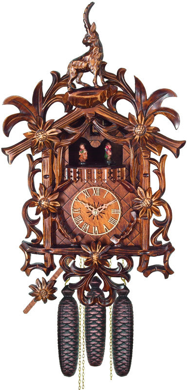 River City Clocks Md885-20 Eight Day Musical Cuckoo Clock With Hand-carved Flowers, Vines, And Billy Goat