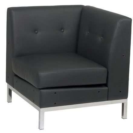 Office Star Ave Six Wst51c-b18 Wall Street Corner Chair In Black Faux Leather