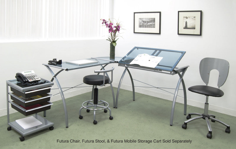 Studio Designs 50306 Futura Ls Workcenter With Tilt (silver/blue Glass)