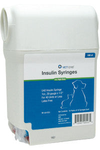 Syringe Insulin 1/2cc 29gx1/2", U-40 (vetone) Ultiguard Dispenser, Sharps Container, 100 Syringes
