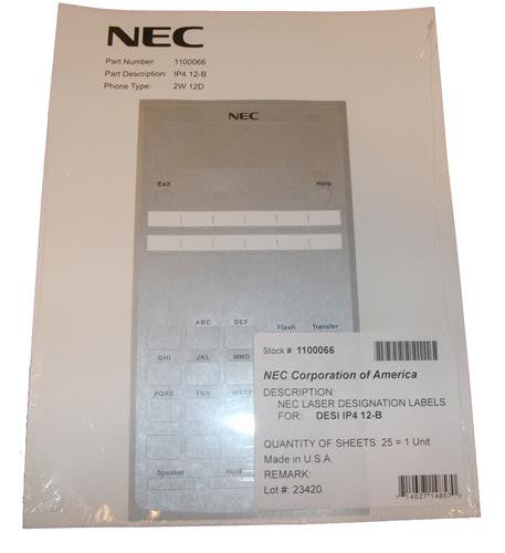 Nec Sl1100 Nec-1100066 Desi Sheet 12 Button Telephone