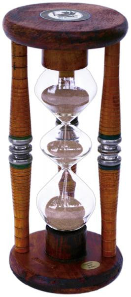 Three Tier Five Minute Antique Wood Sand Timer - 9 Inches Tall