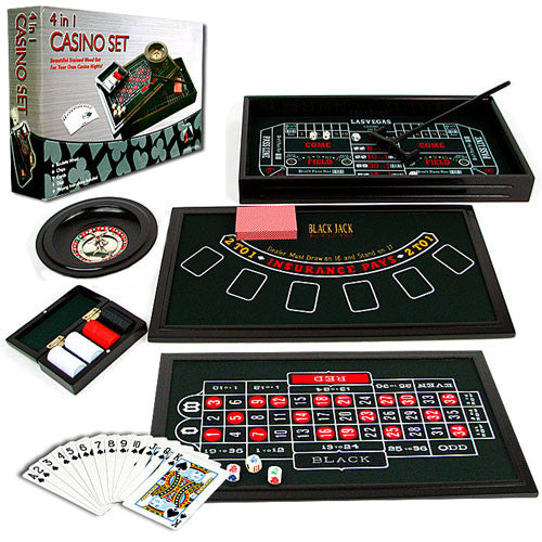 4 In 1 Casino Game Table Roulette, Craps, Poker, Blackjack