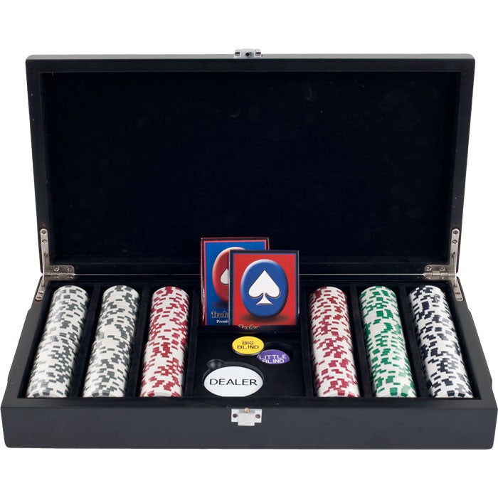 Trademark Commerce 10-1003-32001 300 11.5g 4 Aces Poker Chips In Las Vegas Sign Case