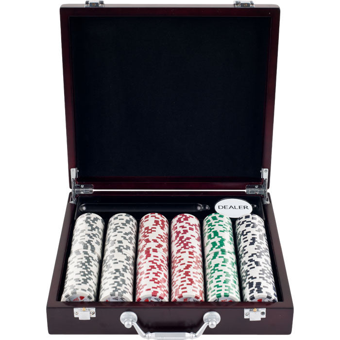 Trademark Commerce 10-1003-33701 300 11.5g 4 Aces Poker Chip Set In Cigar Tray Chip Case