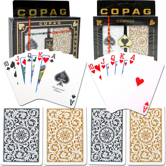 Trademark Commerce 10-1546r-2 Copaga"c Poker & Bridge Regular Index - 1546 Black*gold Set