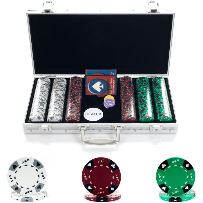 10-1850-3001s 300 14g Tri Color Ace/king Suited Chips In Aluminum Case