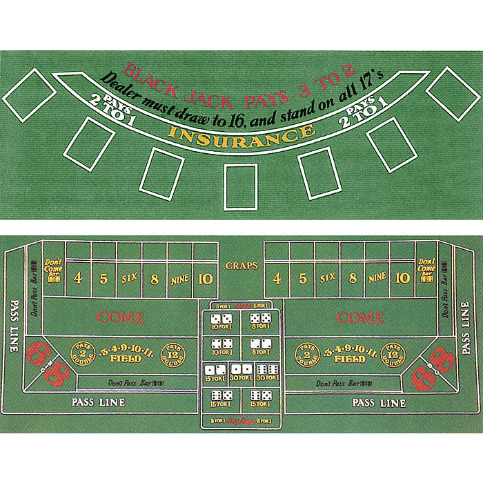 Trademark Commerce 10-30103020 Blackjack And Craps 2 Sided Layout 36 X 72 Inch