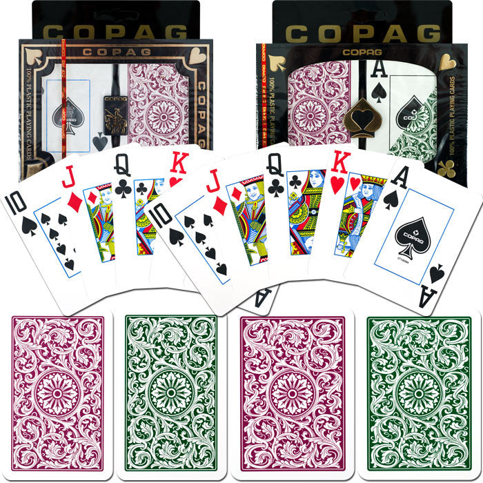 Trademark Commerce 10-bp3420-2 Copag Poker & Bridge Jumbo Index - Green/burgundy Set Of 2