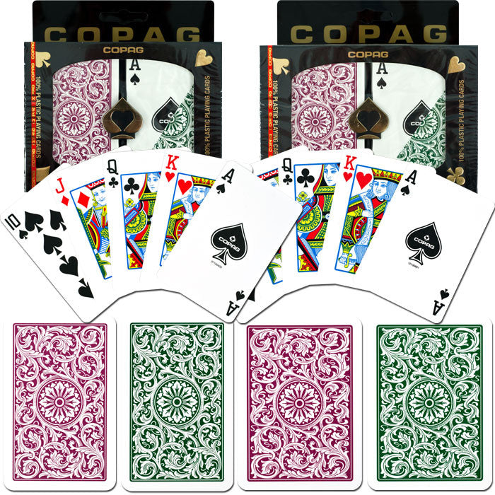 Trademark Commerce 10-bp707r-2 Copag Poker & Bridge Regular Index Green/burgundy Set Of 2