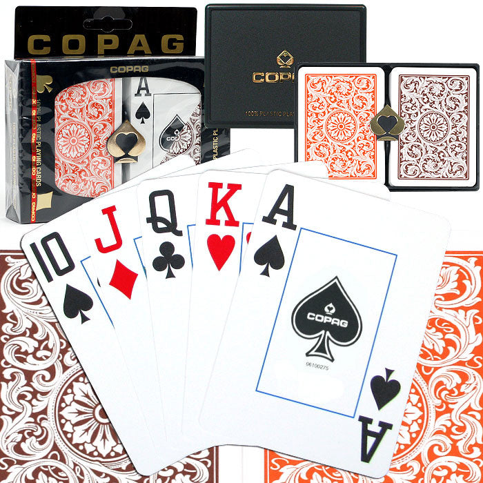 Trademark Commerce 10-p4090j Copag Poker Size Jumbo Index - 1546 Orange And Brown Setup