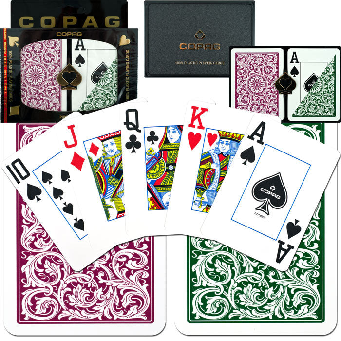 Trademark Commerce 10-p6017j Copag Poker Size Jumbo Index - Green*burgundy Setup