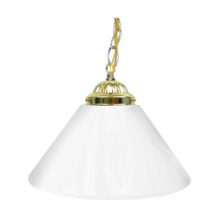 Trademark Commerce 1200g-whi Plain White 14 Inch Single Shade Bar Lamp - Brass Hardware