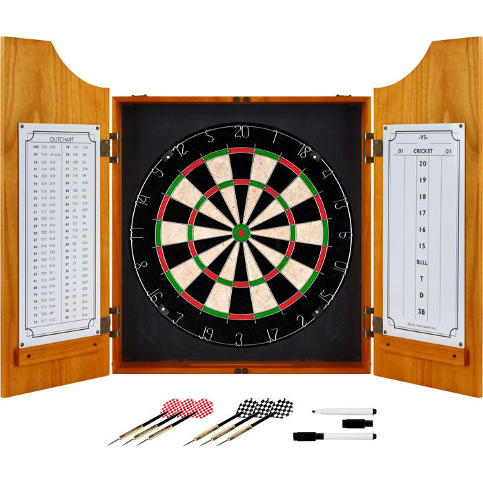 Trademark Games 15-9000plain Tgt Solid Wood Dart Cabinet Set - Pro Style Board And Darts