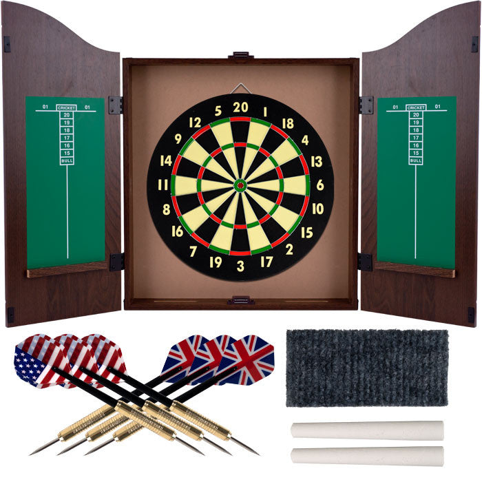 Trademark Commerce 15-dg910 Tgt Dartboard Cabinet Set - Realistic Walnut Finish