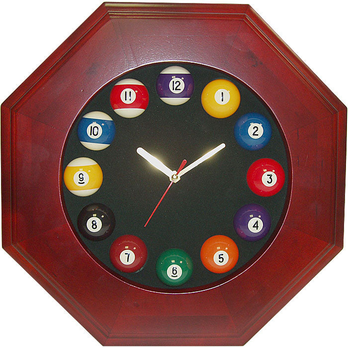 Trademark Commerce 40-72658 Octagonal Wood Billiards Quartz Clock
