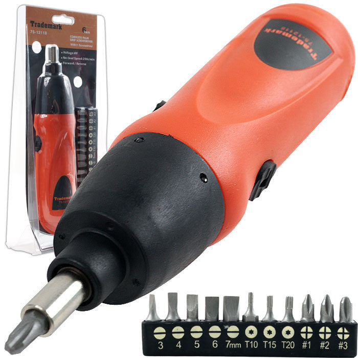 Trademark Commerce 75-12118 Trademark Tools Cordless Screwdriver With 11 Bits